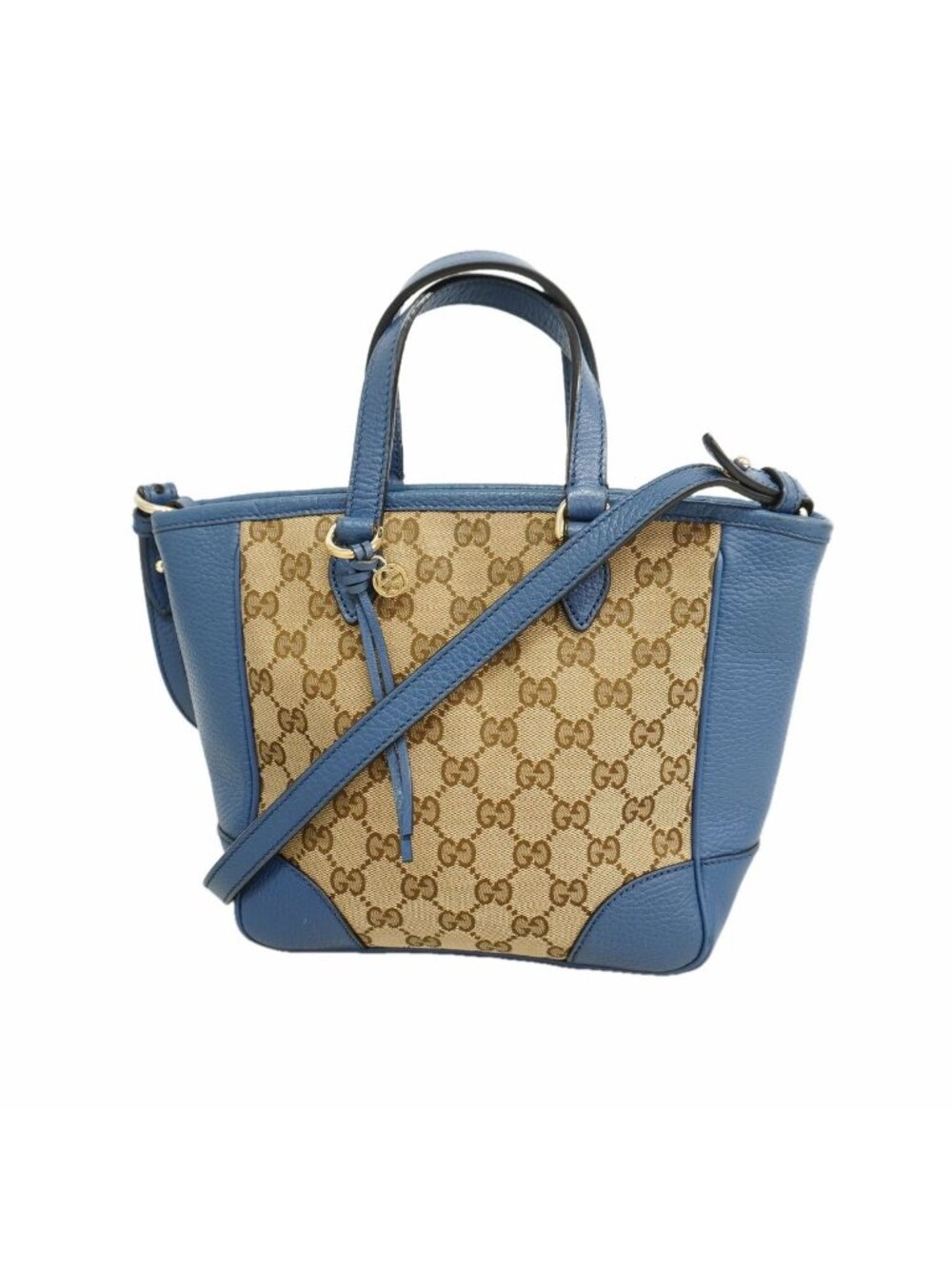 Gucci Handbag GG Canvas Beige Blue Champagne Gold 2-Way Bag